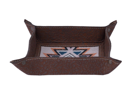 Leather Embossed with Canvas Insert Tray