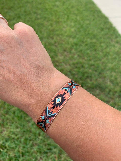BNS 715 Flame Painted Native Cuff Bracelets