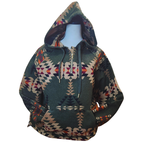 Tribal Print Pull Over Hoodie