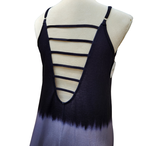 Sky Blue Spaghetti Strap Tie Dye Slit Maxi Dress