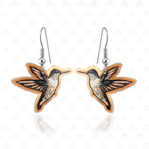 Copper Hummingbird Design Earrings