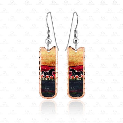 Copper Dainty Horse Earrings