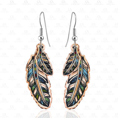 Copper Painted Eagle Feather Earrings