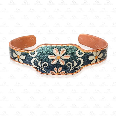 Copper Green Flower Artisan Bracelet