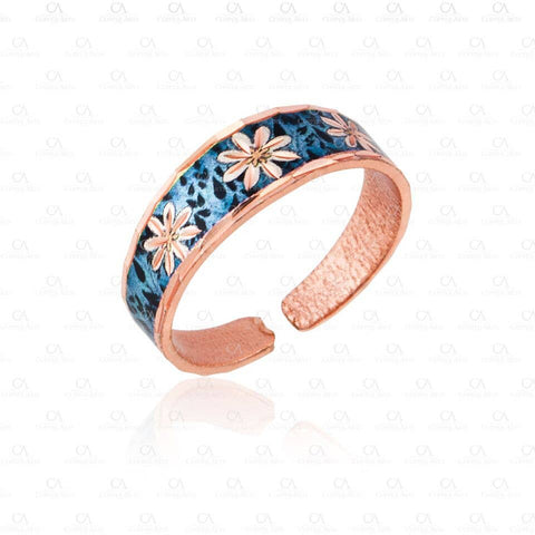 Copper Floral on Blue Ring