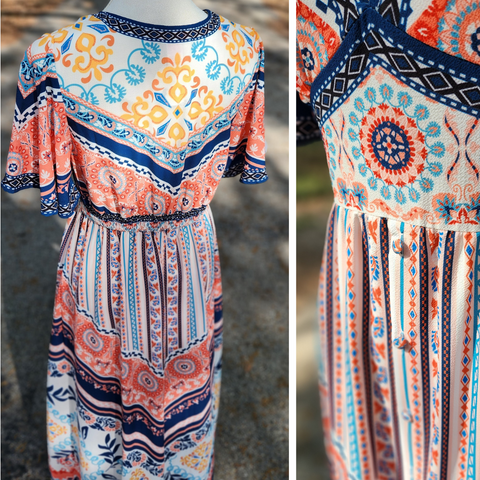 Ivory/Coral Maxi Dress