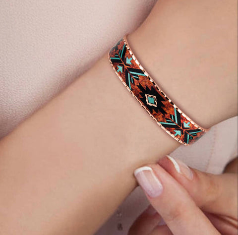 BNS 715 Flame Painted Native Cuff Bracelets