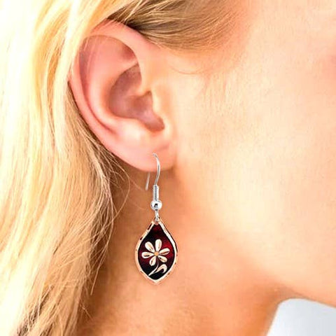 Copper Red Dainty Flower Earrings