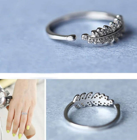Sterling Silver Adjustable Feather Ring