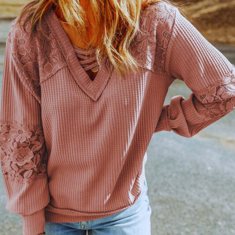 Lace Detail Long Sleeve Top