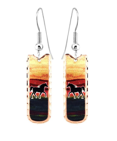 Copper Dainty Horse Earrings