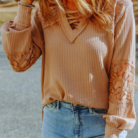 Lace Detail Long Sleeve Top