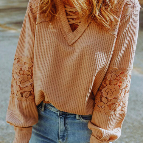 Lace Detail Long Sleeve Top