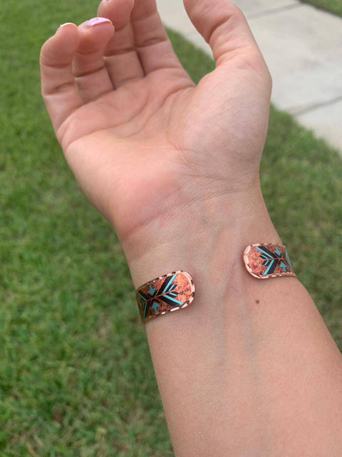 BNS 715 Flame Painted Native Cuff Bracelets