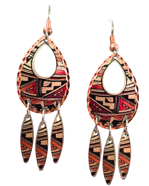 Copper Colorful Accent Dangle Earrings
