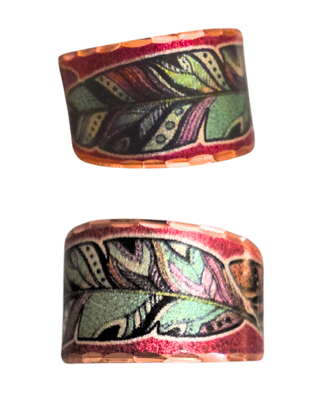 Copper Wide Multi Feather Design Ring