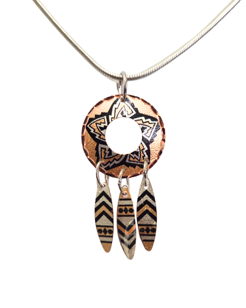 Copper Tribal Starburst Design Necklace
