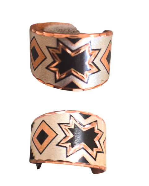 Copper Wide Black Star Design Ring
