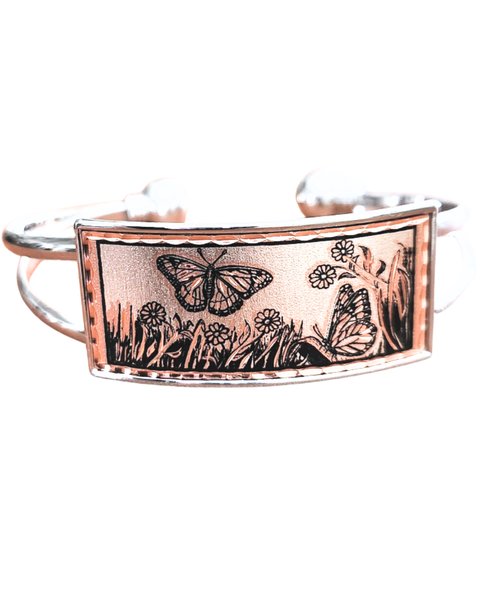 Copper Butterfly Silver Bracelet