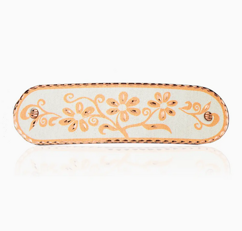Silver Plated Oval Copper Flower Hair Clip