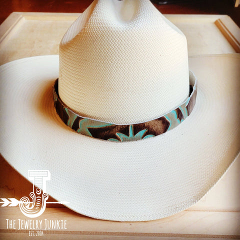 Turquoise Laredo Embossed Leather Hat Band