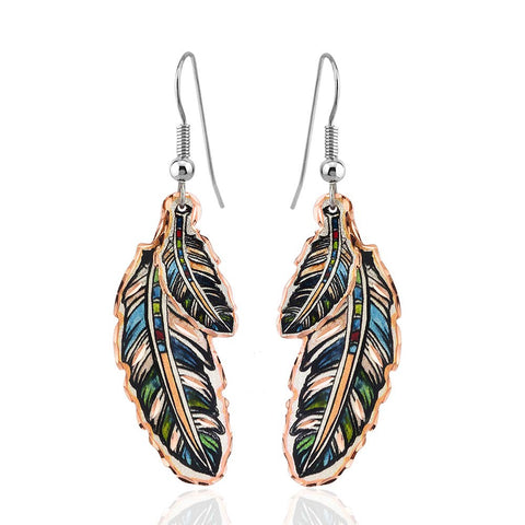 Copper Painted Eagle Feather Earrings
