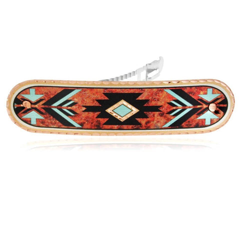 Copper Flame Painted Native Hair Clips