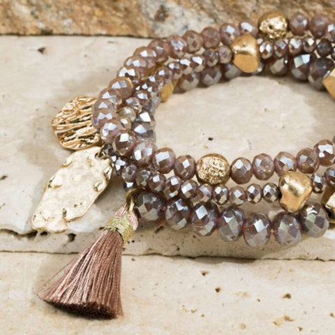 Shimmery Glass Bead Bracelet Set