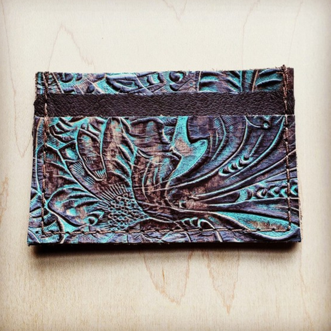 Embossed Leather Credit Card Holder