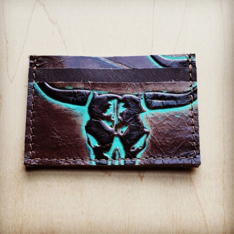 Embossed Leather Credit Card Holder