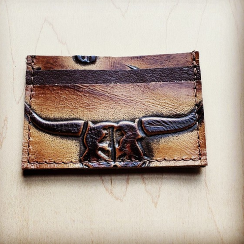 Embossed Leather Credit Card Holder