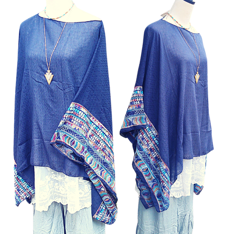Fallon Embroidered Sleeve Poncho