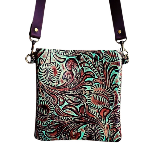 Small Crossbody Handbag Turquoise Navajo Leather