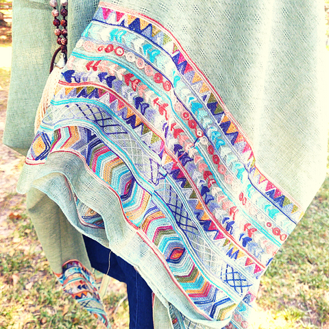 Fallon Embroidered Sleeve Poncho
