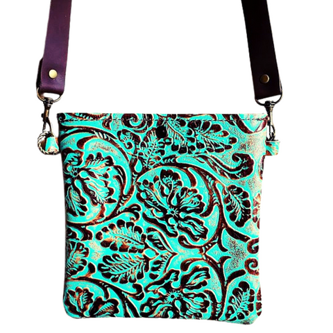 Small Crossbody Handbag Turquoise Navajo Leather