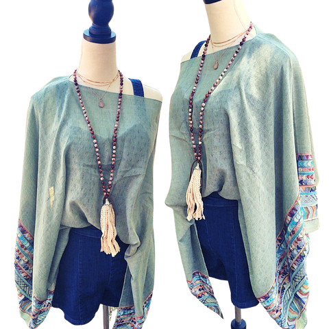 Fallon Embroidered Sleeve Poncho