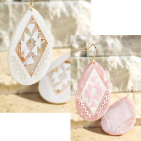 Acrylic Aztec Teardrop Earrings
