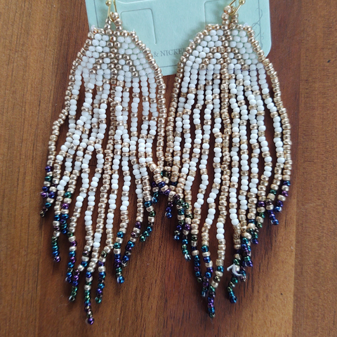 Seed Bead Fringe Earrings