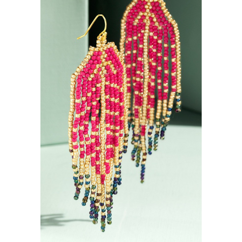 Seed Bead Fringe Earrings