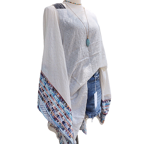 Fallon Embroidered Sleeve Poncho