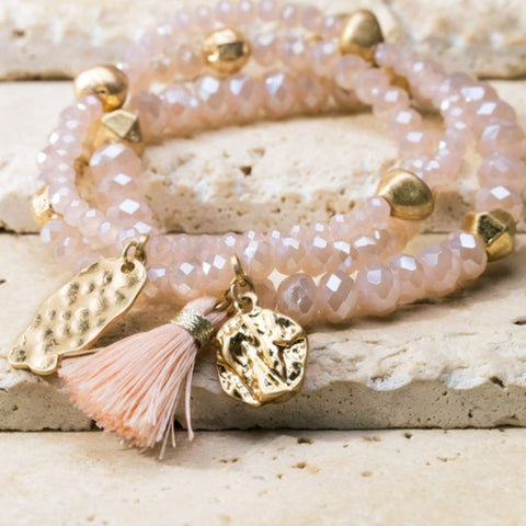 Shimmery Glass Bead Bracelet Set