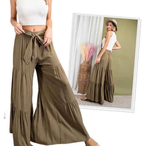 Tiered Wide Leg Pant
